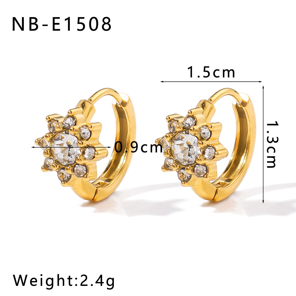 Wholesale 18K Gold Plated Flower with Diamond and Pearl Ear Ring